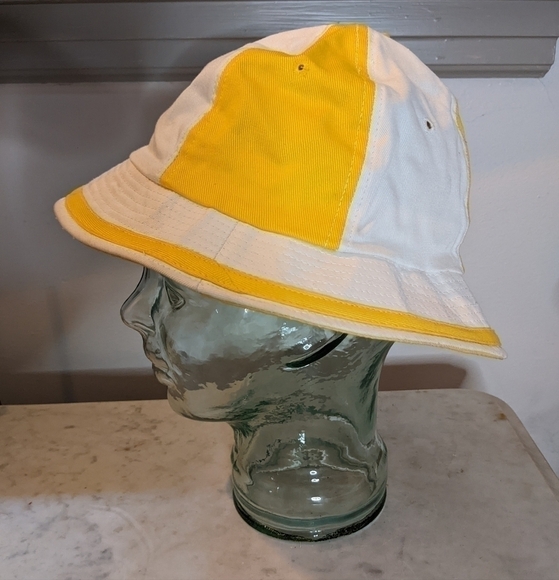 Yellow bucket hat with white stripes | Size Small | 100% cotton - Picture 4 of 6